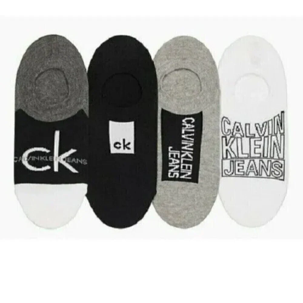 Calvin Klein Men's 4-Pack Sneaker Sock Liners Black White Gray One Size